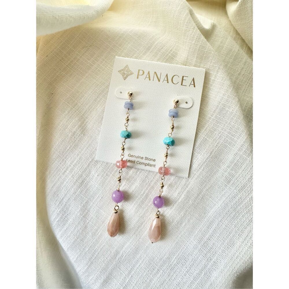 Panacea Multi color genuine stone beaded dainty drop earrings